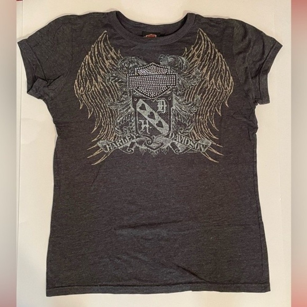 Harley Davidson Bling Shield and Bar women’s Tee. Size Large